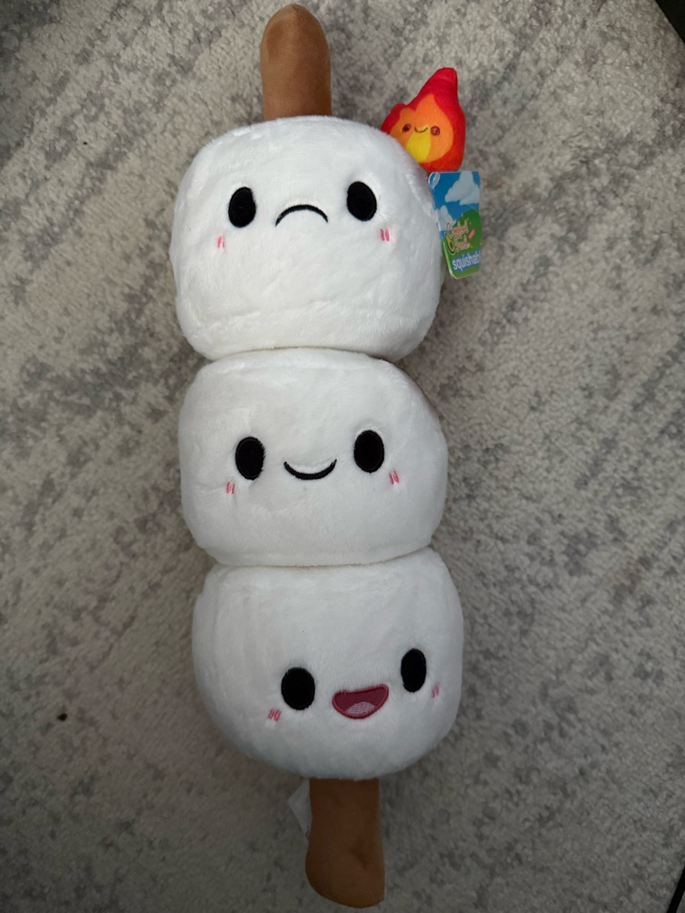 Cute White Marshmallow Stack Plush Toy with Smiley Faces - Kids Stuffed Animal